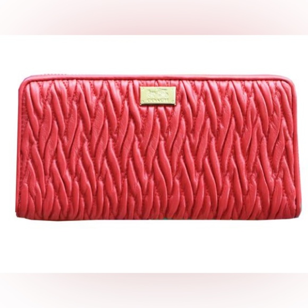 Coach Twist Madison Leather Zip Around Gathered Wallet (49609)